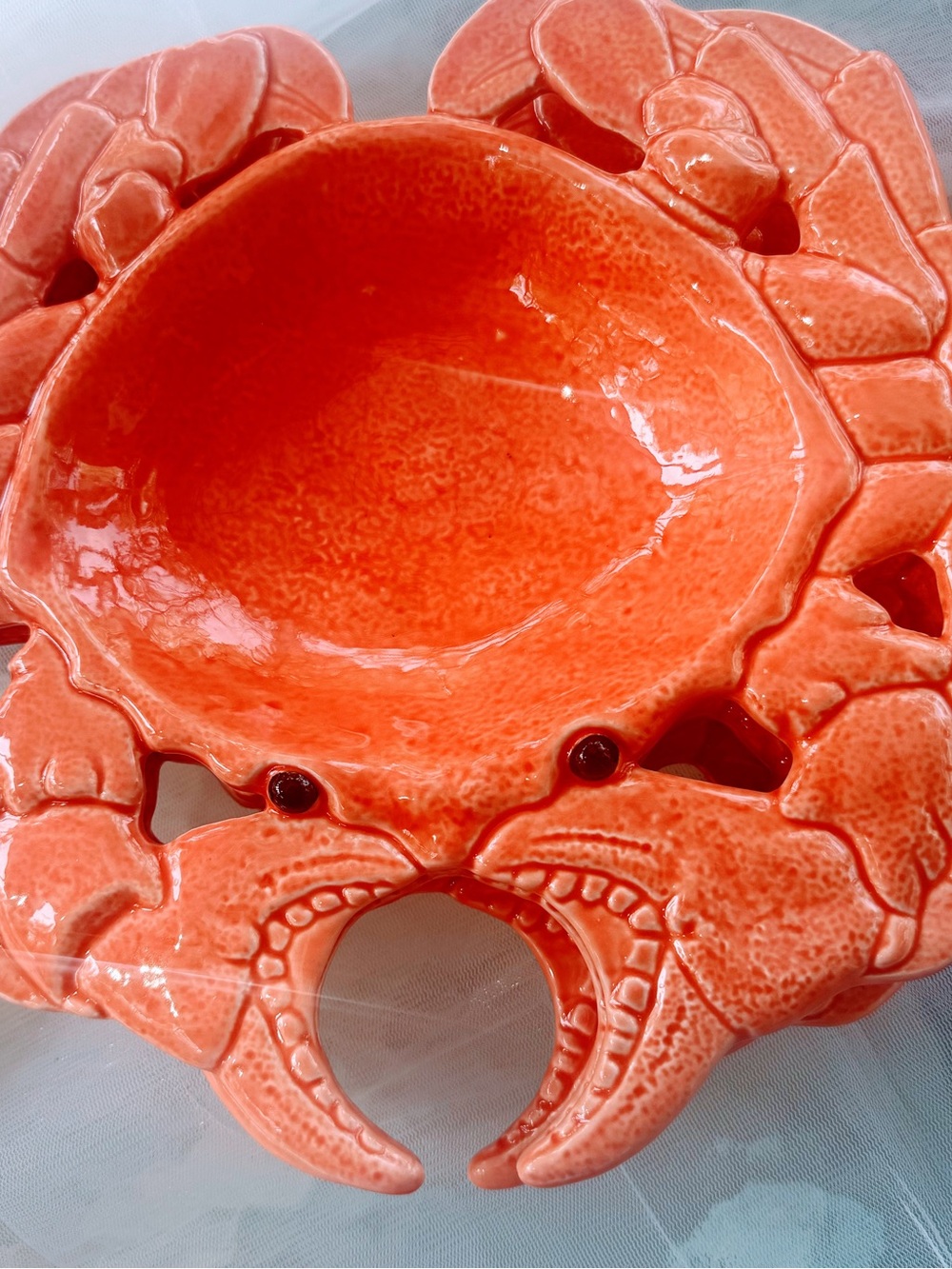Vintage 90s Bergschrund Red Ceramic Crab Seafood Serving Dishes (Set of 6)